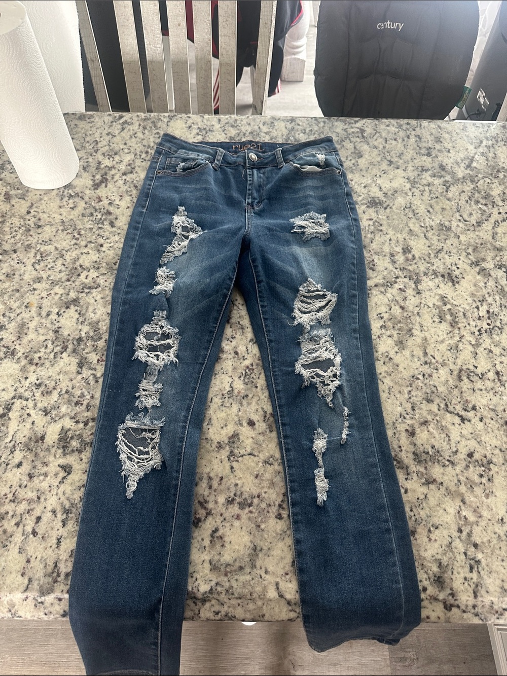 Rue21 Distressed Dark Blue Skinny Leg Jeans